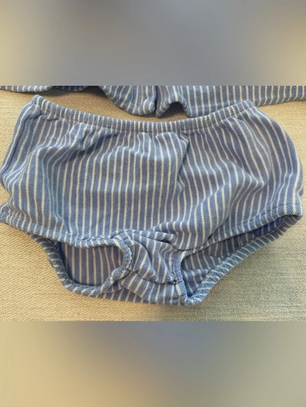 Ralph Lauren Girls Oxford Blue Stripe Piqué Polo Dress & Bloomers Size 24 months